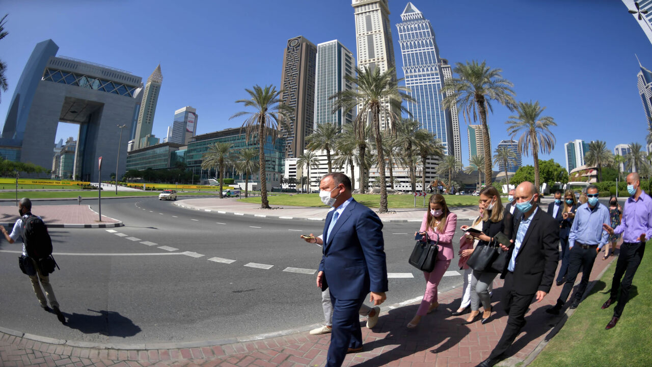 1229303738 Erel Margalit, founder and chairman of Jerusalem Venture Partners (JVP), visits with members of Israeli high-tech delegation the Dubai Financial Market (DFM) on October 27, 2020. - Israel's government gave final approval to the normalisation of ties with the United Arab Emirates, an official statement said, after lawmakers ratified the pact earlier this month. (Photo by Karim SAHIB / AFP) (Photo by KARIM SAHIB/AFP via Getty Images)