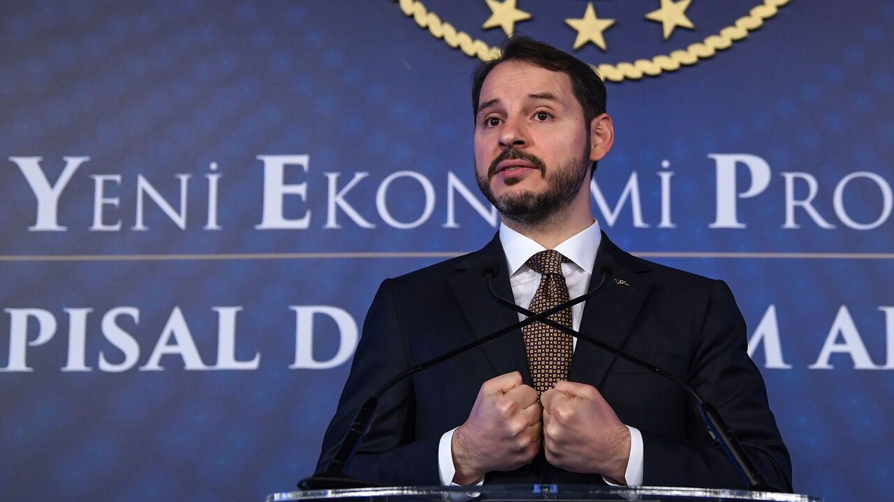 1136088398 Turkish Treasury and Finance Minister Berat Albayrak addresses a press conference to announce his new economic policy and reforms in Istanbul on April 10, 2019. (Photo by OZAN KOSE / AFP) (Photo credit should read OZAN KOSE/AFP via Getty Images)