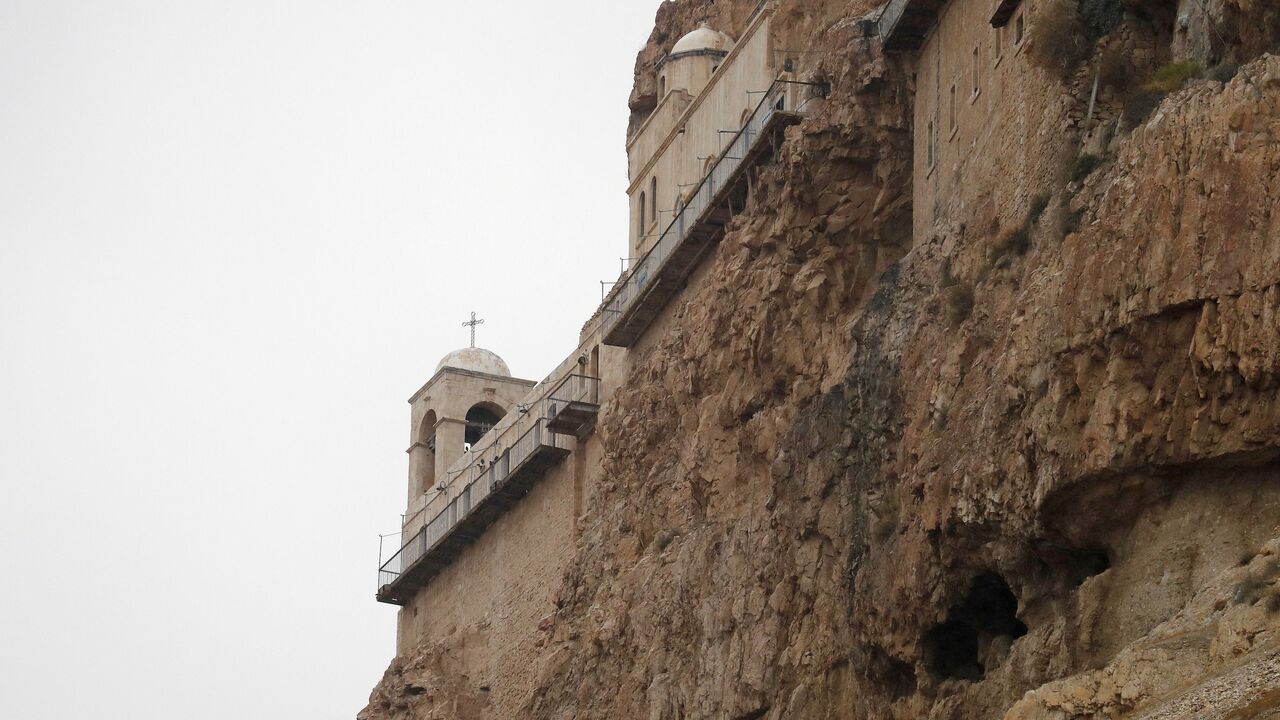 1187059431 A view of the Greek Orthodox Christian Monastery of the Temptation near the West Bank city of Jericho on December 8, 2019. - The monastery was built during the 6th century CE above the cave traditionally said to be the place where Jesus spent fourty days and fourty nights fasting and meditating during the temptation of Satan. (Photo by AHMAD GHARABLI / AFP) (Photo by AHMAD GHARABLI/AFP via Getty Images)