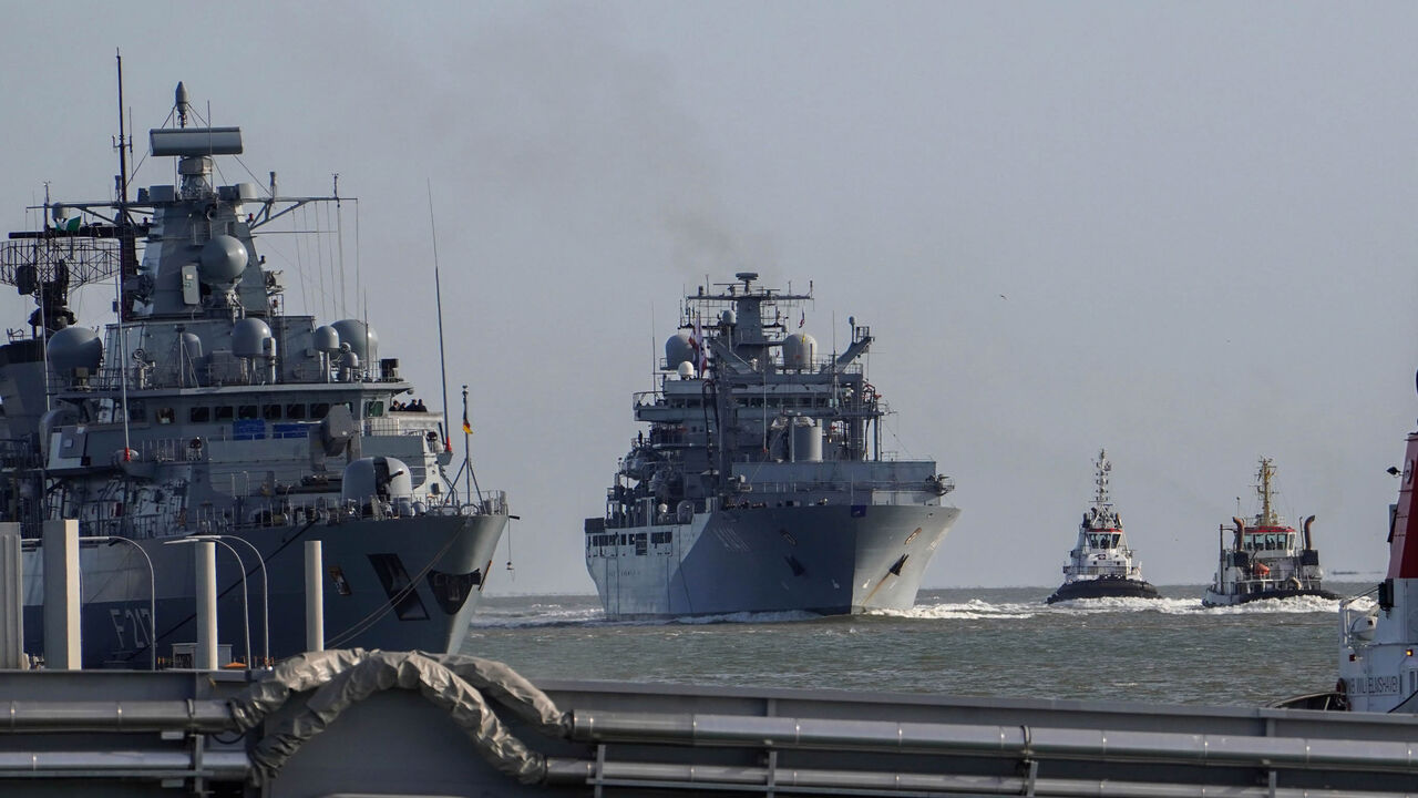 1228556292 The Type 702 Berlin-class supplier ship of the Deutsche Marine German navy "Berlin" arrives at the naval base in Wilhelmshaven, northern Germany, on September 17, 2020. - The vessel had left Germany in April 2020 to take part in the Standing NATO Maritime Group 2 mission at the Mediterranean Sea. (Photo by Patrik Stollarz / AFP) (Photo by PATRIK STOLLARZ/AFP via Getty Images)