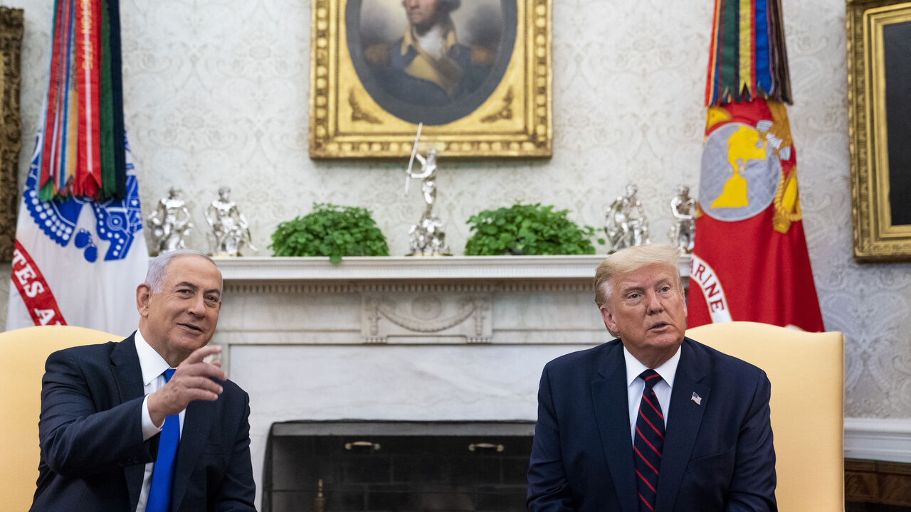 1272682235 President Donald Trump meets with Israeli Prime Minister Benjamin Netanyahu ahead of the Abraham Accords Signing Ceremony on the South Lawn of the White House, Tuesday, Sept. 15, 2020. (Photo by Doug Mills/The New York Times)
