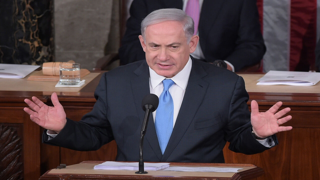 465168284 Israel's Prime Minister Benjamin Netanyahu addresses a joint session of the US Congress on March 3, 2015 at the US Capitol in Washington, DC. Netanyahu was invited by House Speaker John Boehner to address Congress without informing the White House. AFP PHOTO/MANDEL NGAN (Photo credit should read MANDEL NGAN/AFP via Getty Images)