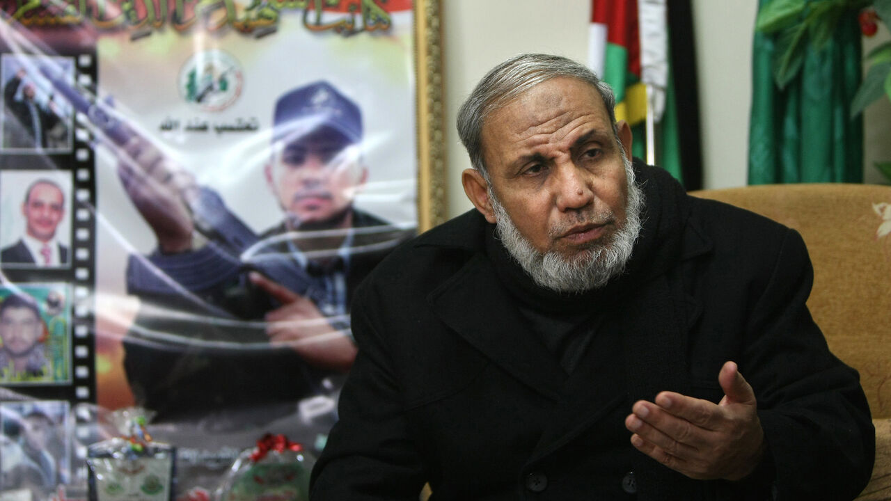 107613945 Hamas leader Mahmud Zahar speaks during an interview with AFP at his house in Gaza City on December 15, 2010. The Arab League meeting on the stalled Israeli-Palestinian peace process was nothing more than "a cover for the failure" of the Palestinian Authority, Zahar said. AFP PHOTO/MAHMUD HAMS (Photo credit should read MAHMUD HAMS/AFP via Getty Images)