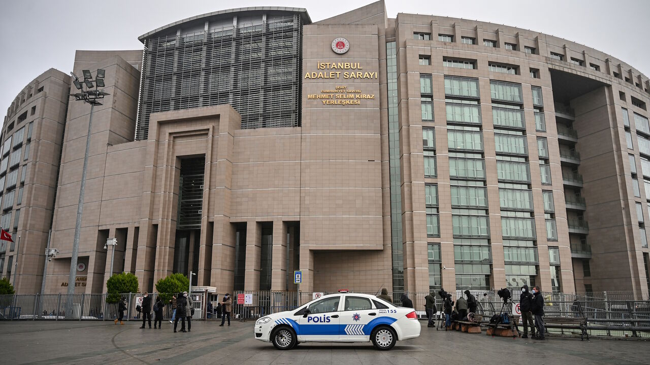 1230193229 People, among them representatives of some of European countries' embassies, arrive at a court on December 18, 2020 in Istanbul to attend a hearing in the trial of jailed Turkish businessman and philanthropist Osman Kavala, on charges connected with a failed coup in 2016. - A Turkish court ordered civil society leader Osman Kavala to remain in jail pending trial on charges that rights groups say are part of President Recep Tayyip Erdogan's bid to stifle dissent. The presiding judge rejected a defence reques
