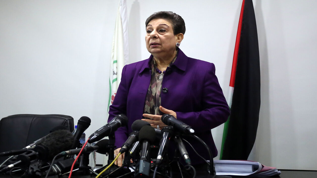464305474 The Palestine Liberation Organisation (PLO) executive committe member, Hanan Ashrawi arrives for a press conference on February 24, 2015 in the West Bank city of Ramallah, a day after a verdict of a New York court was issued finding the Palestinian leadership responsible for six deadly attacks in Jerusalem that killed Americans. In a verdict issued late on February 23, a US jury found the Ramallah-based Palestinian Authority and the PLO responsible for six attacks which killed 33 people and wounded more tha