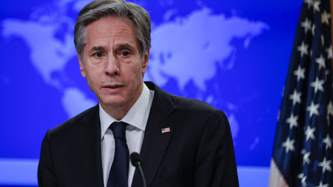 1230824426 US Secretary of State Antony Blinken addresses reporters during his first press briefing at the State Department in Washington, DC, on January 27, 2021. (Photo by CARLOS BARRIA / POOL / AFP) (Photo by CARLOS BARRIA/POOL/AFP via Getty Images)