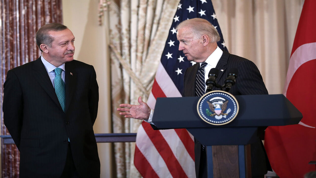 168895119 WASHINGTON, DC - MAY 16: U.S. Vice President Joseph Biden (R) speaks as Prime Minister of Turkey Recep Tayyip Erdogan (L) looks on during a luncheon at the State Department May 16, 2013 in Washington, DC. Prime Minister Erdogan was on a visit in Washington and had talks on Syria with U.S. President Barack Obama. (Photo by Alex Wong/Getty Images)