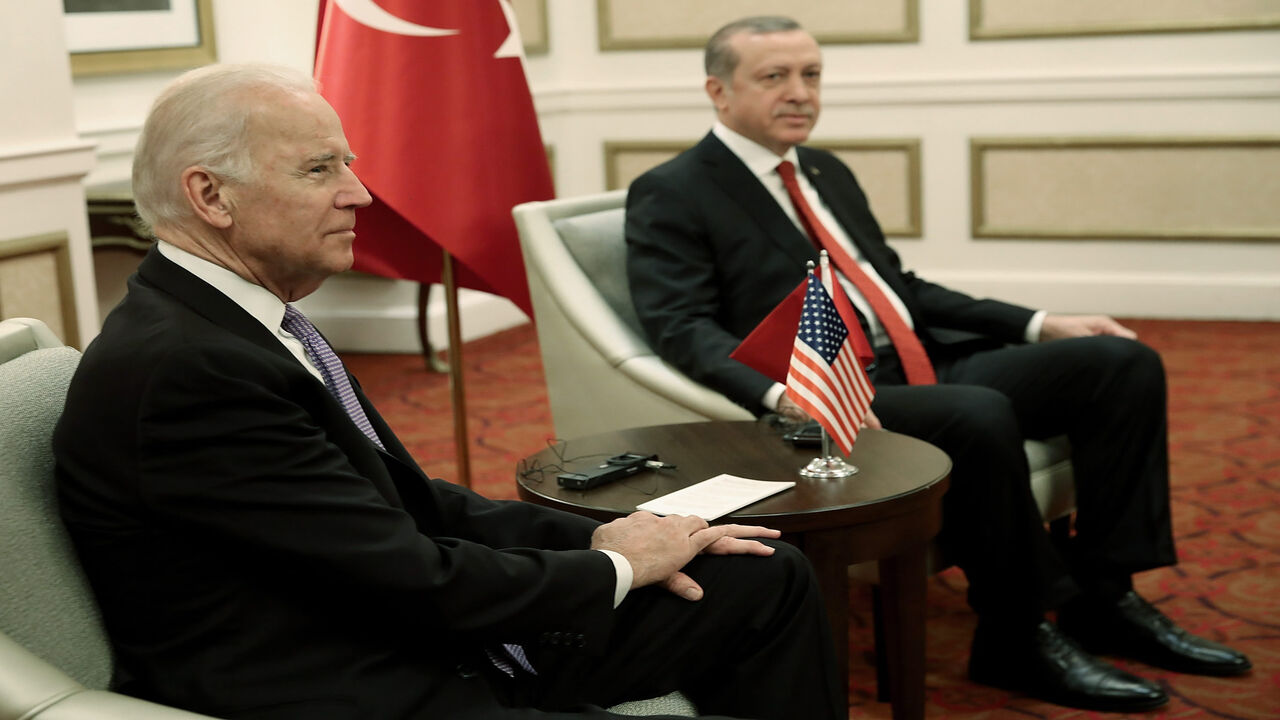 518363944 WASHINGTON, DC - MARCH 31: U.S. Vice President Joe Biden (L) meets with Turkish President Recep Erdogan on March 31, 2016 in Washington, DC. Erdogan is in Washington to attend the Nuclear Security Summit. (Photo by Win McNamee/Getty Images)