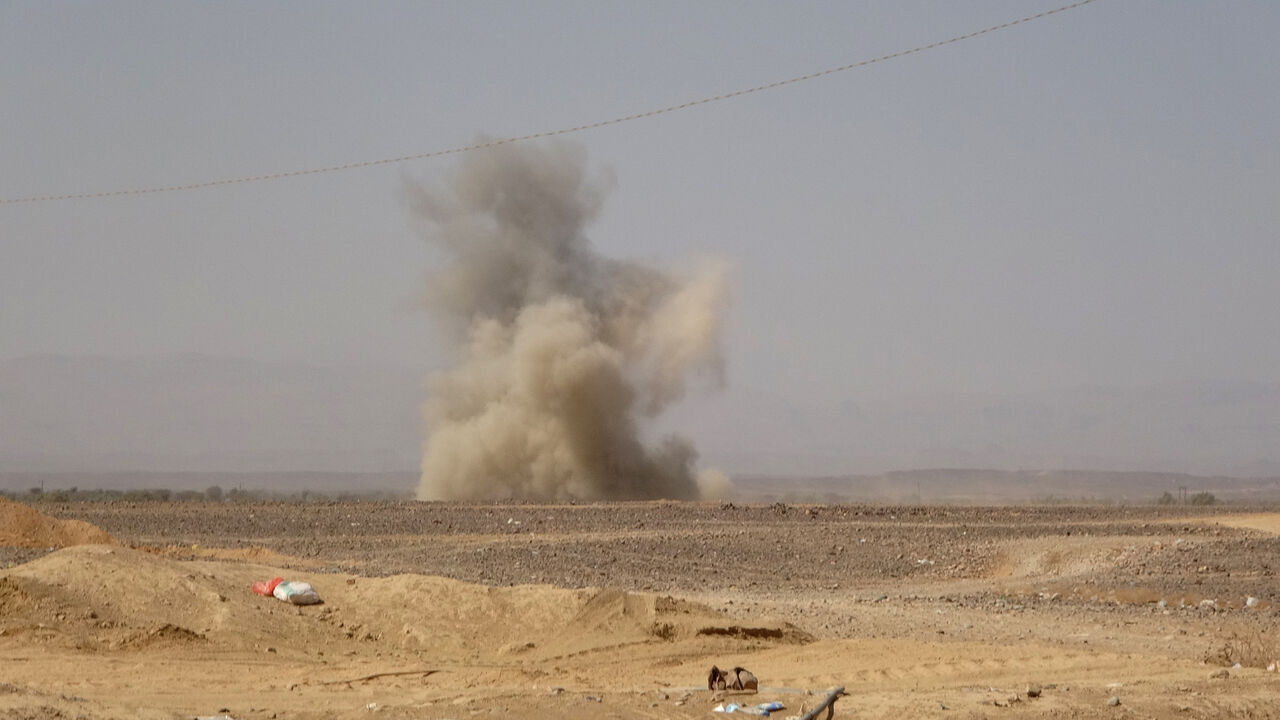 1231196488 Saudi-backed government troops repel a Huthi rebel offensive on oil-rich Marib, some 120 kilometres (75 miles) east of Yemen's rebel-held capital Sanaa, on February 14, 2021. - The UNs humanitarian chief said he was "very alarmed" by a Huthi rebel assault on the Yemeni governments last northern stronghold of Marib, saying it could endanger millions of civilians. (Photo by - / AFP) (Photo by -/AFP via Getty Images)
