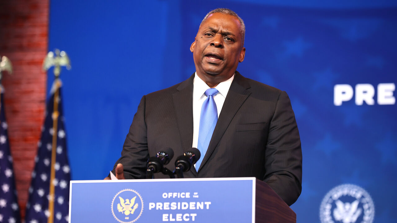 1290333555 WILMINGTON, DELAWARE - DECEMBER 09: U.S. Army (retired) General Lloyd Austin speaks after being formally nominated to be Secretary of the Department of Defense by U.S. President-elect Joe Biden at the Queen Theatre on December 09, 2020 in Wilmington, Delaware. The only African-American to have headed U.S. Central Command, Lloyd Austin, 67, is a four-star general who was in charge of American forces in Iraq from 2010 to late 2011. (Photo by Chip Somodevilla/Getty Images)