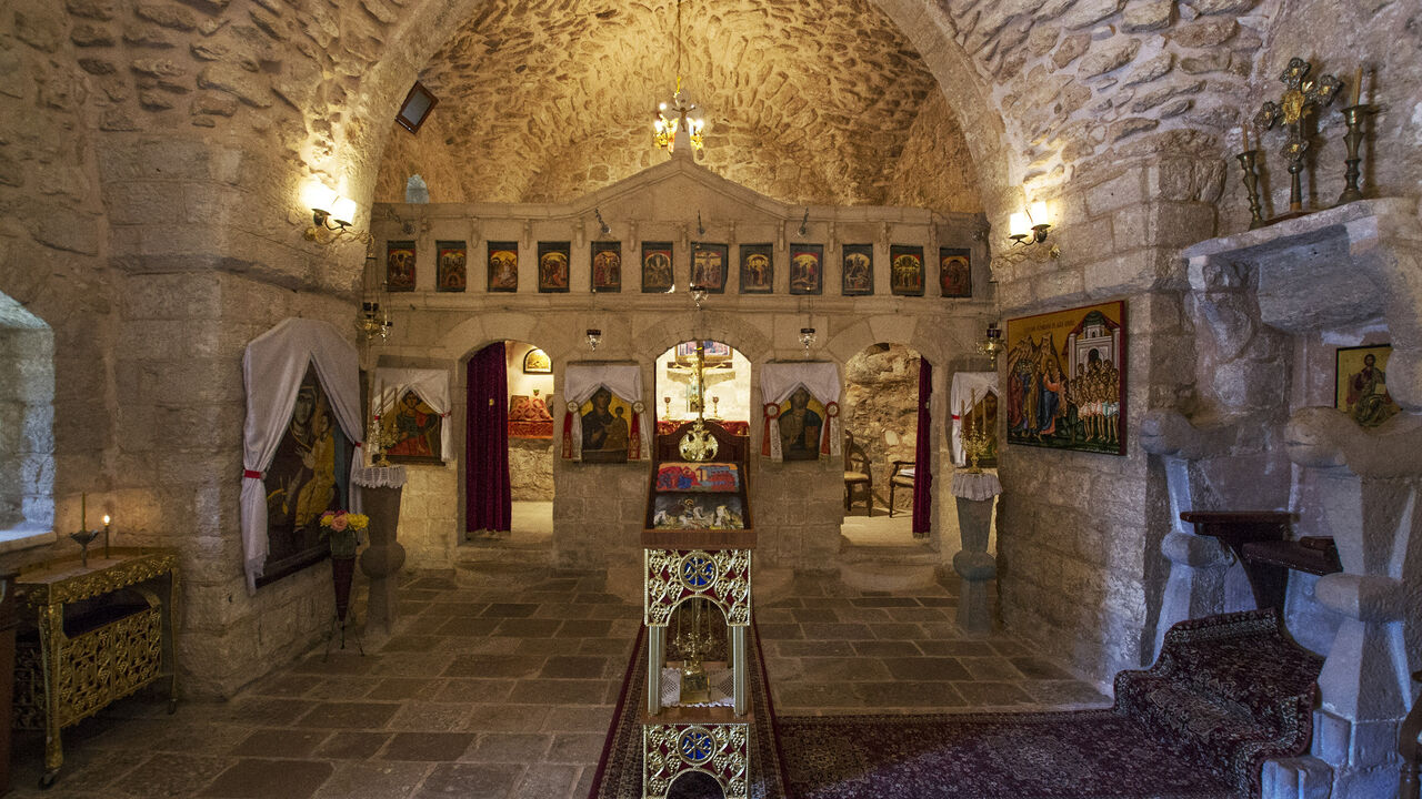 498678511 St. George's Orthodox Church, Jenin - West Bank. This church was built on the site where Jesus was said to have cured ten lepers. Is considered as one of the oldest Christian holy places and church in the world.