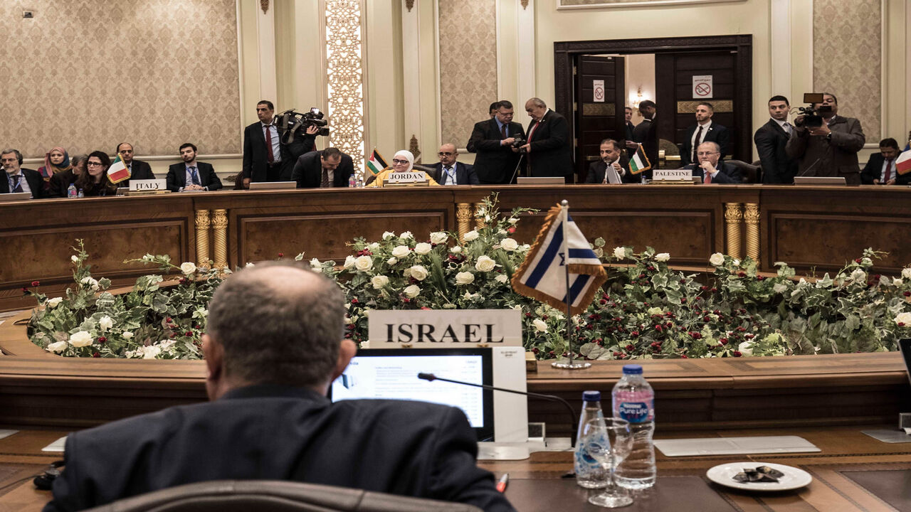 1193945040 Delegations from Egypt, Israel, Cyprus, Italy, the Palestinian Authority, Jordan, France, the US and Greece attend the East Mediterranean Gas Forum (EMGF), in Cairo on January 16, 2020. (Photo by Khaled DESOUKI / AFP) (Photo by KHALED DESOUKI/AFP via Getty Images)