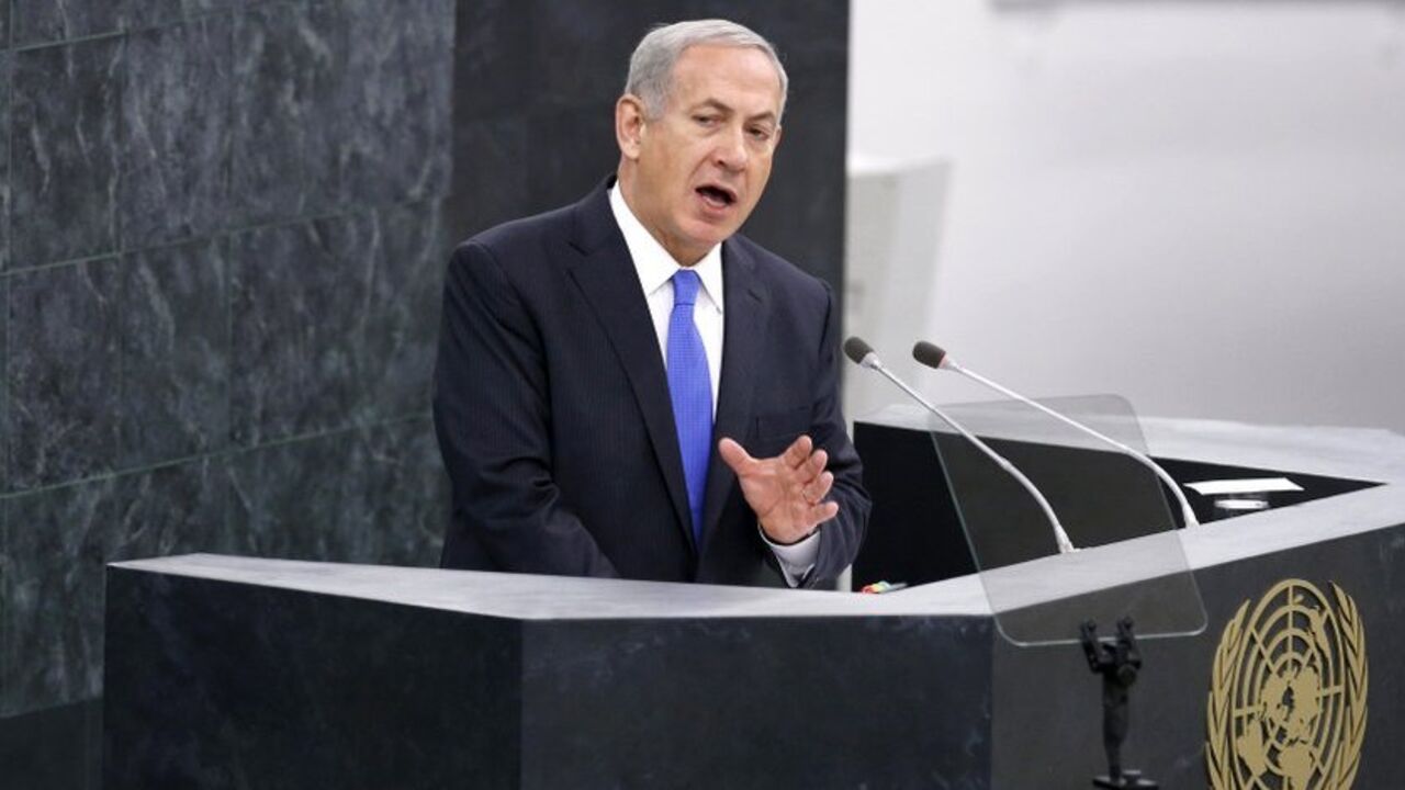 Israel's PM Netanyahu addresses the 68th United Nations General Assembly in New York Benjamin Netanyahu, prime minister of Israel, addresses the 68th United Nations General Assembly at the U.N. headquarters in New York, October 1, 2013. REUTERS/Mike Segar (UNITED STATES - Tags: POLITICS) - RTR3FHCG