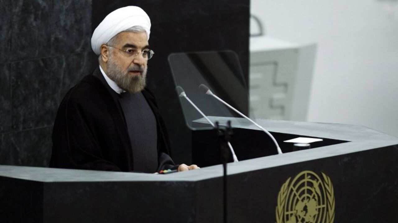 Iran's President Rohani addresses High-Level Meeting on Nuclear Disarmament during the 68th United Nations General Assembly in New York Iran's President Hassan Rohani addresses a High-Level Meeting on Nuclear Disarmament during the 68th United Nations General Assembly at U.N. headquarters in New York, September 26, 2013. REUTERS/Eduardo Munoz (UNITED STATES - Tags: POLITICS) - RTX140IZ