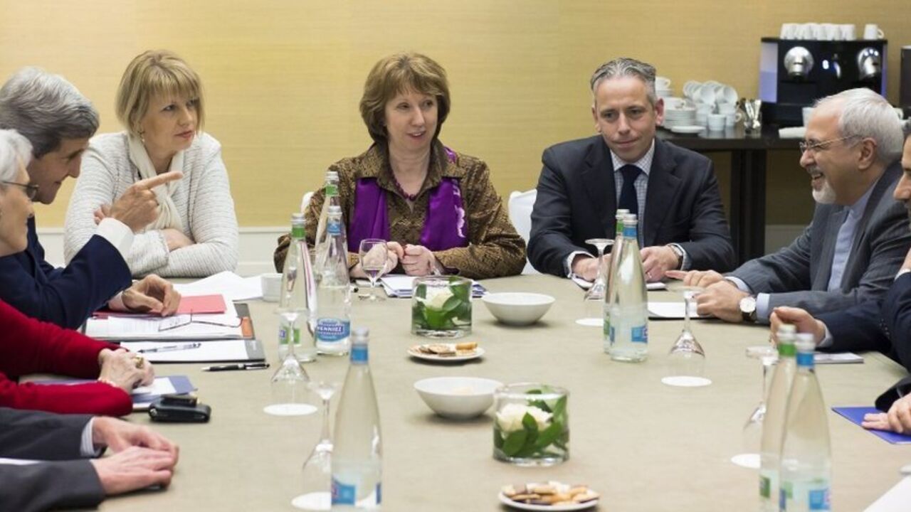 U.S. Secretary of State Kerry, EU foreign policy chief Ashton and Iranian FM Zarif meet in Geneva U.S. Secretary of State John Kerry (L, gesturing), EU foreign policy chief Catherine Ashton (C) and Iranian Foreign Minister Mohammad Javad Zarif (2nd R) meet during the third day of closed-door nuclear talks at the Intercontinental Hotel in Geneva November 9, 2013. France warned of serious stumbling blocks to a long-sought deal on Iran's nuclear programme as foreign ministers from Tehran and six world powers extended high-stakes negotiations into a third day on Saturday to end a decade-old standoff. REUTER