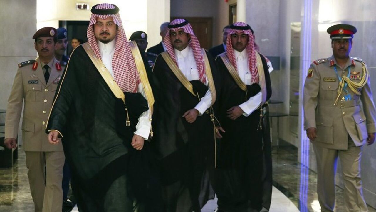 Saudi Arabia Deputy Minister of Defense Prince Salman arrives for a meeting with U.S. Secretary of Defense Hagel in Manama Saudi Arabia Deputy Minister of Defense Prince Salman bin Sultan (front L), arrives for a meeting with U.S. Secretary of Defense Chuck Hagel at the Radisson Hotel in Manama December 6, 2013 . REUTERS/Mark Wilson/Pool (BAHRAIN - Tags: POLITICS MILITARY) - RTX16768