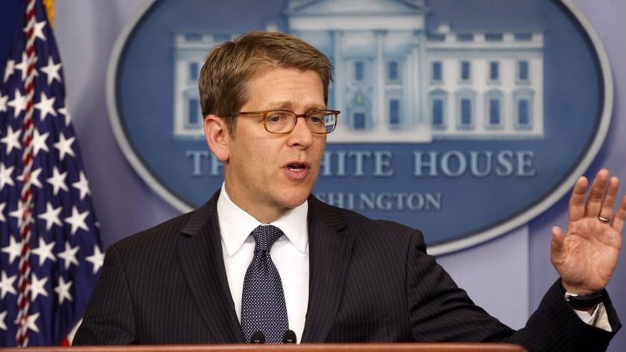 White House spokesman Jay Carney responds to a question about the Boston Marathon bombing at the White House in Washington White House spokesman Jay Carney responds to a question about the Boston Marathon bombing, during a news conference in which he also addressed the media about investigations of a suspicious letter containing ricin that was addressed to U.S. President Barack Obama, at the White House in Washington April 17, 2013. REUTERS/Kevin Lamarque (UNITED STATES - Tags: POLITICS CRIME LAW DISASTER) - RTXYPG2