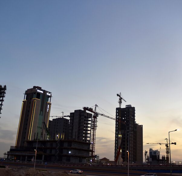 A picture taken on Dec. 16, 2020 shows towers under construction in Riyadh. 