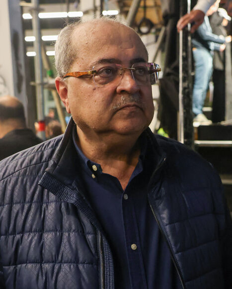 Arab-Israeli Knesset member Ahmed Tibi takes part in a demonstration against rising crime rates against Arab-Israelis in Tel Aviv, Israel, Jan. 31, 2026.