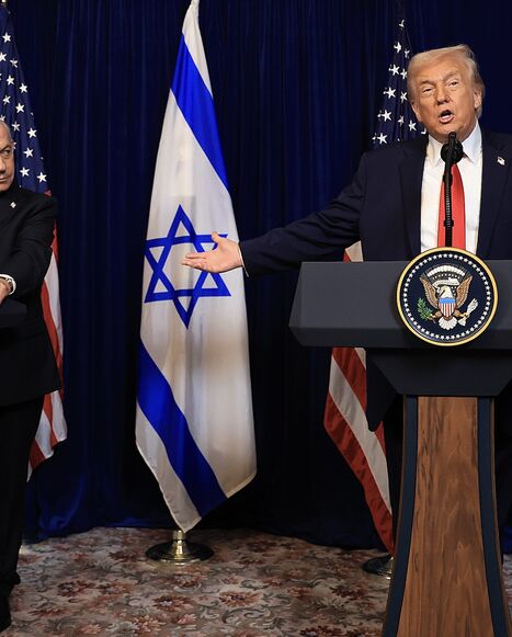 US President Donald Trump holds a press conference with Israeli Prime Minister Benjamin Netanyahu in Palm Beach, Florida, Dec. 29, 2025.