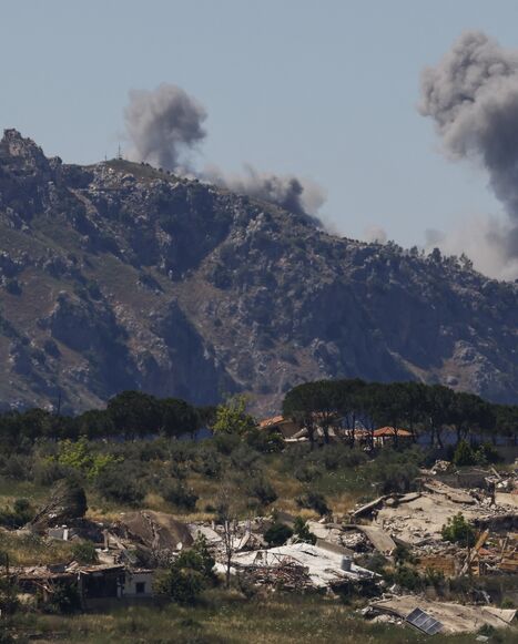 Smoke rises following Israeli bombardment in southern Lebanon close to the Beaufort Castle as seen from a position across the border in the Upper Galilee, in northern Israel on June 4, 2026. 