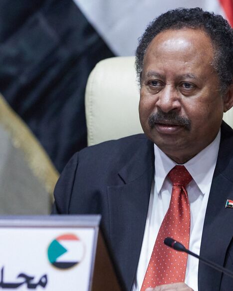 Sudan's Prime Minister Abdalla Hamdok chairs an emergency cabinet session in the capital, Khartoum, on Oct. 18, 2021.