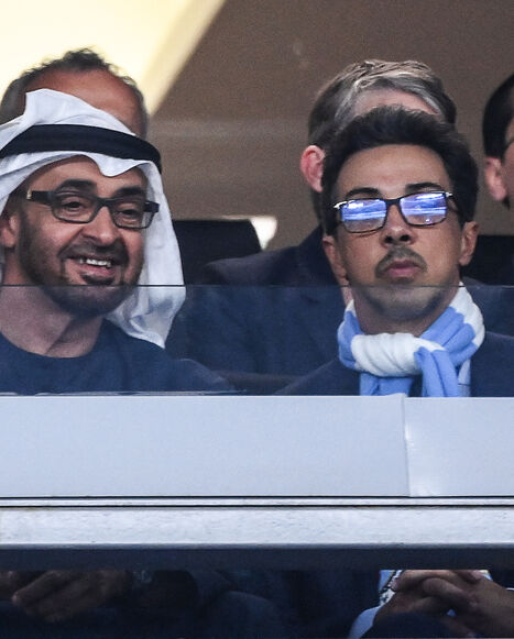 UAE President Sheikh Mohamed bin Zayed and Manchester City's Emirati owner and UAE Vice President Sheikh Mansour bin Zayed