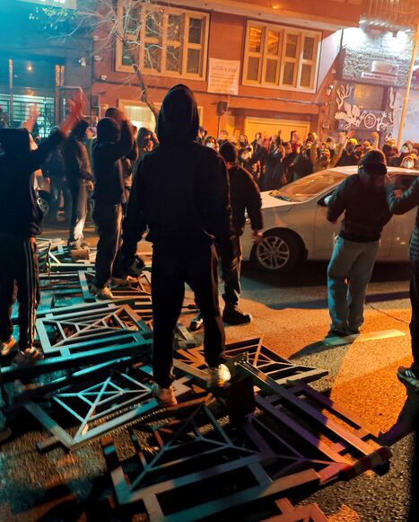 People gather during protest on Jan. 8, 2026 in Tehran