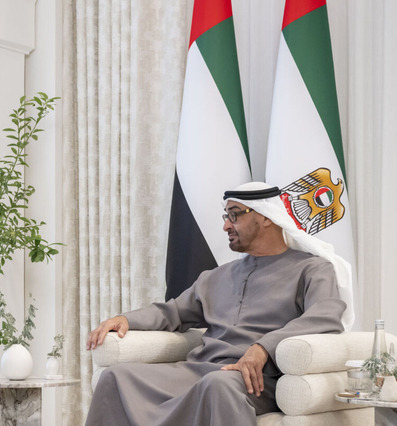 Secretary of Iran's Supreme National Security Council, Ali Shamkhani meets with UAE President Sheikh Mohammed bin Zayed on March 16,2023. — UAE Presidency
