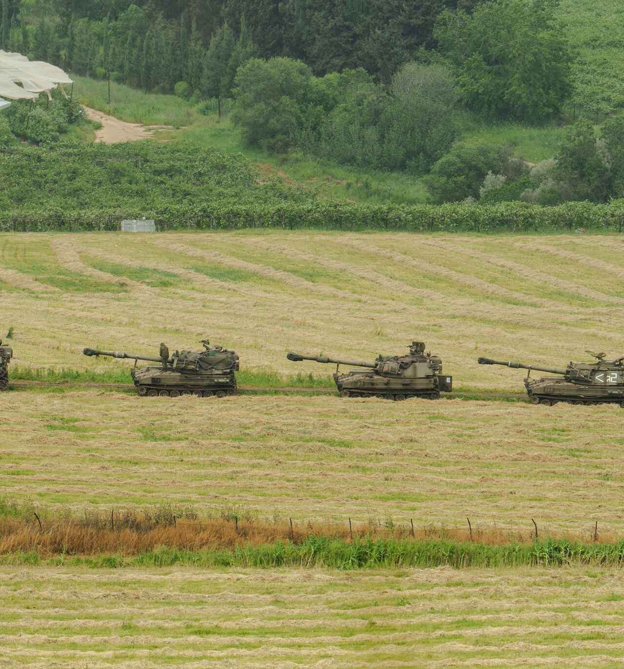 Artillery units are positioned near the Lebanese border in northern Israel, May 4, 2026.