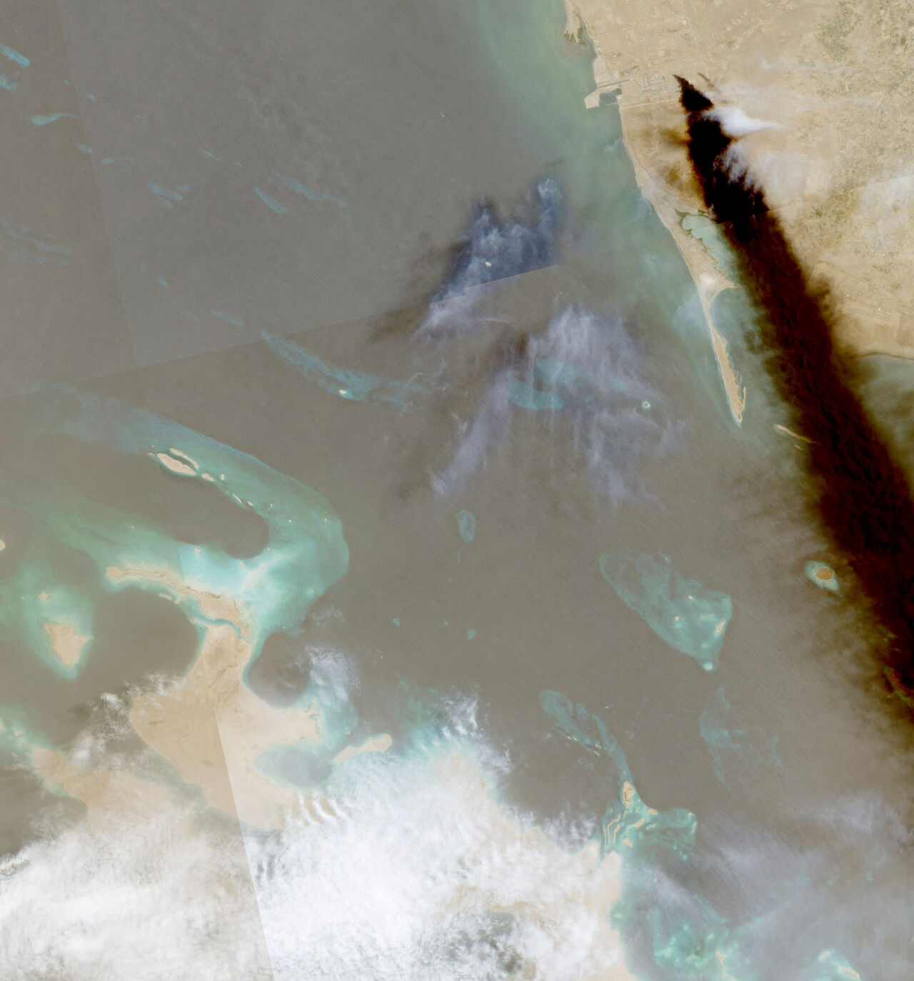 FILE PHOTO: A composite satellite image shows trail of smoke rising from an oil facility, in Jizan, Jazan province, Saudi Arabia, July 26, 2026. European Union/Copernicus Sentinel-2/Handout via REUTERS/File Photo