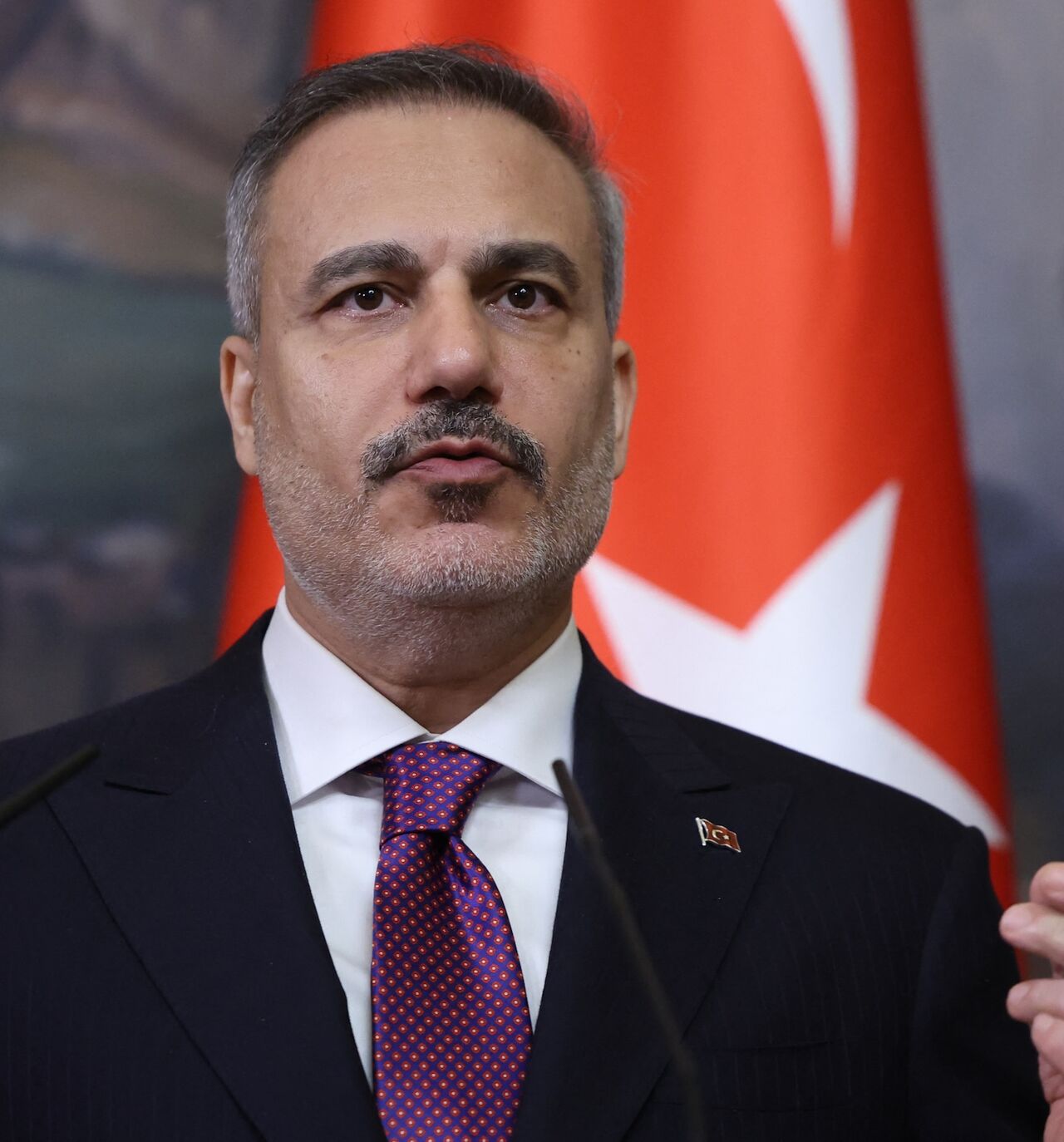 Turkish Foreign Minister Hakan Fidan attends a press conference in Moscow on June 16, 2026.