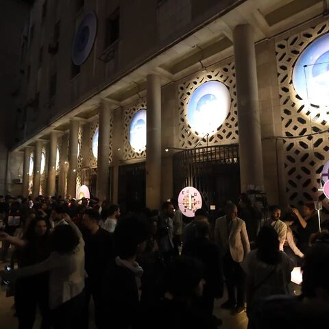 A photo taken at the "Written Eye" exhibition in Damascus.