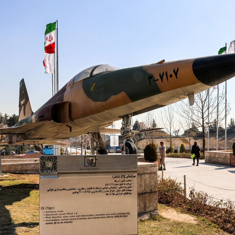 A US-built F-5 Tiger light fighter aircraft that was used by the Islamic Republic of Iran Air Force is displayed at the Holy Defense Museum, Tehran, Iran, Feb. 7, 2024.