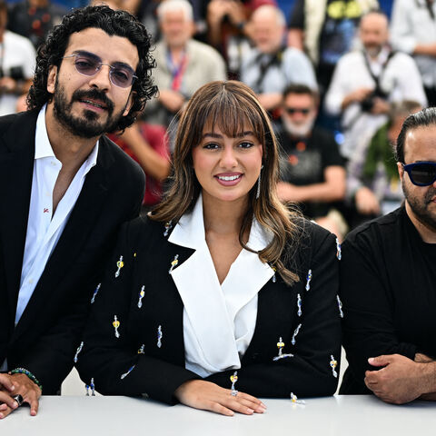 (From L) Saudi actor Yaqoub Alfarhan, Saudi actress Maria Bahrawi and Saudi director and screenwriter Tawfik Alzaidi pose during a photocall for the film "Norah" at the 77th edition of the Cannes Film Festival in Cannes, southern France, on May 24, 2024. 