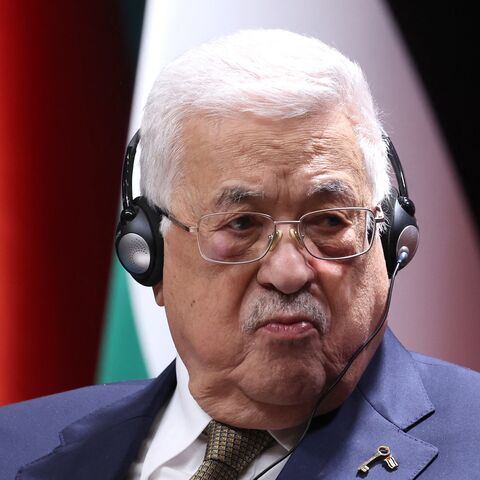 Palestinian leader Mahmoud Abbas listens as Turkish President Recep Tayyip Erdogan (not pictured) speaks during a meeting in Ankara, on March 5, 2024.