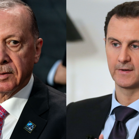 A composite image of Turkish President Recep Tayyip Erodgan (L) and Syrian President Bashar al-Assad.