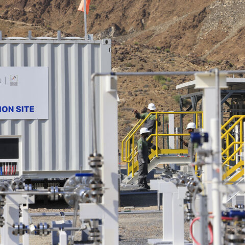 A general view shows the ADNOC Facility in Fujairah on November 28, 2023. Using novel technology developed by Omani start-up 44.01, the solar-powered plant will suck carbon dioxide from the air, dissolve it in seawater and inject it deep underground, where it will mineralise over a period of months. (Photo by Karim SAHIB / AFP) (Photo by KARIM SAHIB/AFP via Getty Images)