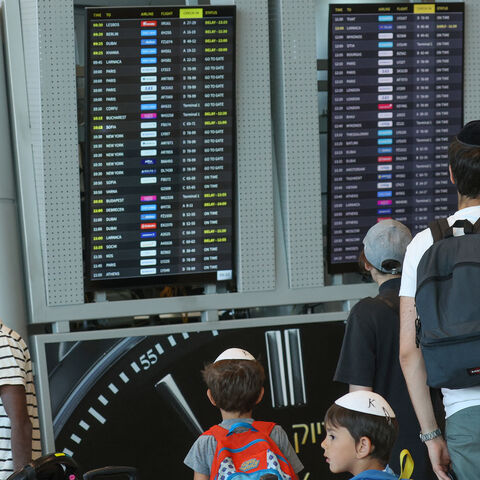 Passengers wait for flights at Ben-Gurion Airport in Tel Aviv during a nationwide strike, Sept. 2, 2024.