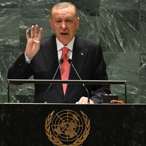 Turkey's President Recep Tayyip Erdogan speaks during the 79th Session of the United Nations General Assembly.