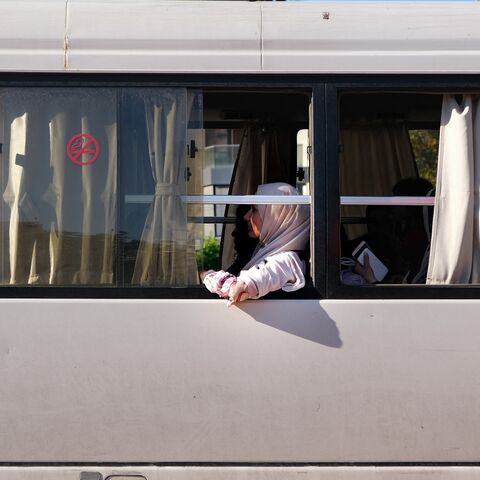 Refugees from southern Lebanon and Beirut are transported to shelters in Beirut, Lebanon, on Sept. 25, 2024. 