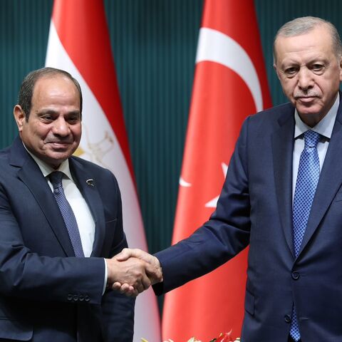 Turkey’s President Recep Tayyip Erdogan on Wednesday hosts Abdel Fattah al-Sisi during the Egyptian leader's first-ever Turkey visit, in Ankara, on Sept. 4, 2024.