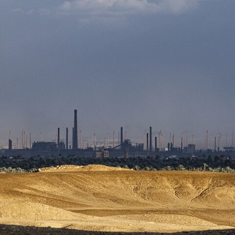 This picture taken on Feb. 6, 2023, shows a view of the Tibbin dual fuel (natural gas and fuel oil) powerplant and Helwan Steelworks, in the Helwan suburb south of Egypt's capital, Cairo.