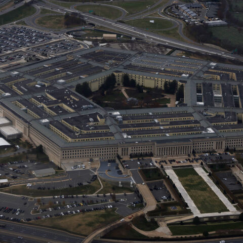 ARLINGTON, VIRGINIA - NOVEMBER 29: The Pentagon is seen from a flight taking off from Ronald Reagan Washington National Airport on November 29, 2022 in Arlington, Virginia. The Pentagon is the headquarters of the U.S. Department of Defense and the world’s largest office building. (Photo by Alex Wong/Getty Images)