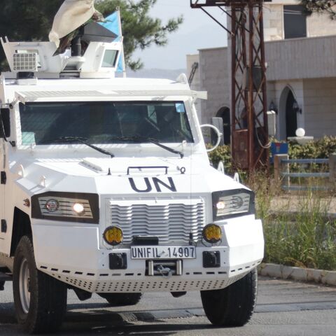 Members of the UNIFIL patrol the southern Lebanese Marjayoun district, near the border with Israel, on Oct. 16, 2024. 