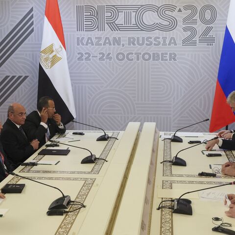 Russia's president, Vladimir Putin, meets with Egyptian President Abdel Fattah al-Sisi on the sidelines of the BRICS summit in Kazan on Oct. 22, 2024. 