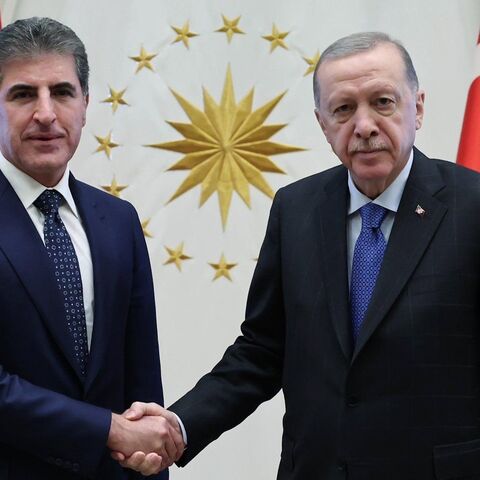 Recep Tayyip Erdogan meets KRG leader Nechirvan Barzani in Ankara, on Oct. 16, 2024.