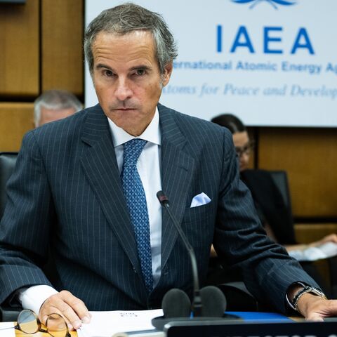 Rafael Grossi, director general of the International Atomic Energy Agency, arrives for a meeting of the board of governors at IAEA headquarters on Sept. 11, 2023, in Vienna, Austria.