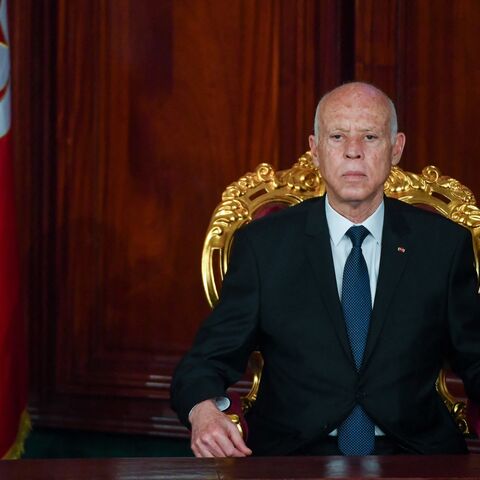 Tunisia's president, Kais Saied, attends his swearing-in ceremony before the National Assembly in Tunis on Oct. 21, 2024. 