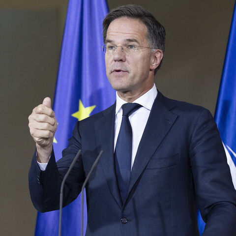 NATO Secretary-General Mark Rutte speaks at the press conference with German Chancellor Olaf Scholz (not seen) at the Chancellery, Berlin, Germany, Nov. 4, 2024.